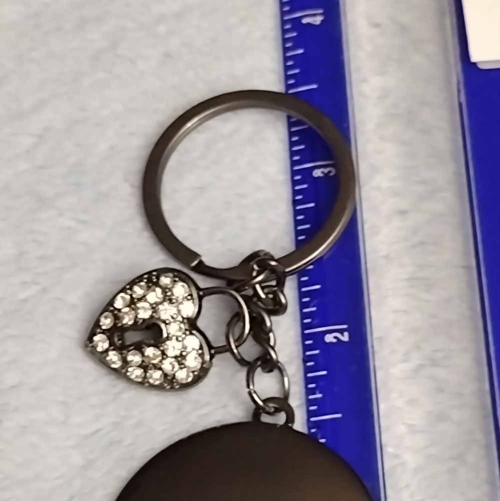 NEW IN BAG BEBE Shiny Bronze KeyRing/Bag Charm with Rhinestone Heart - Picture 6 of 12